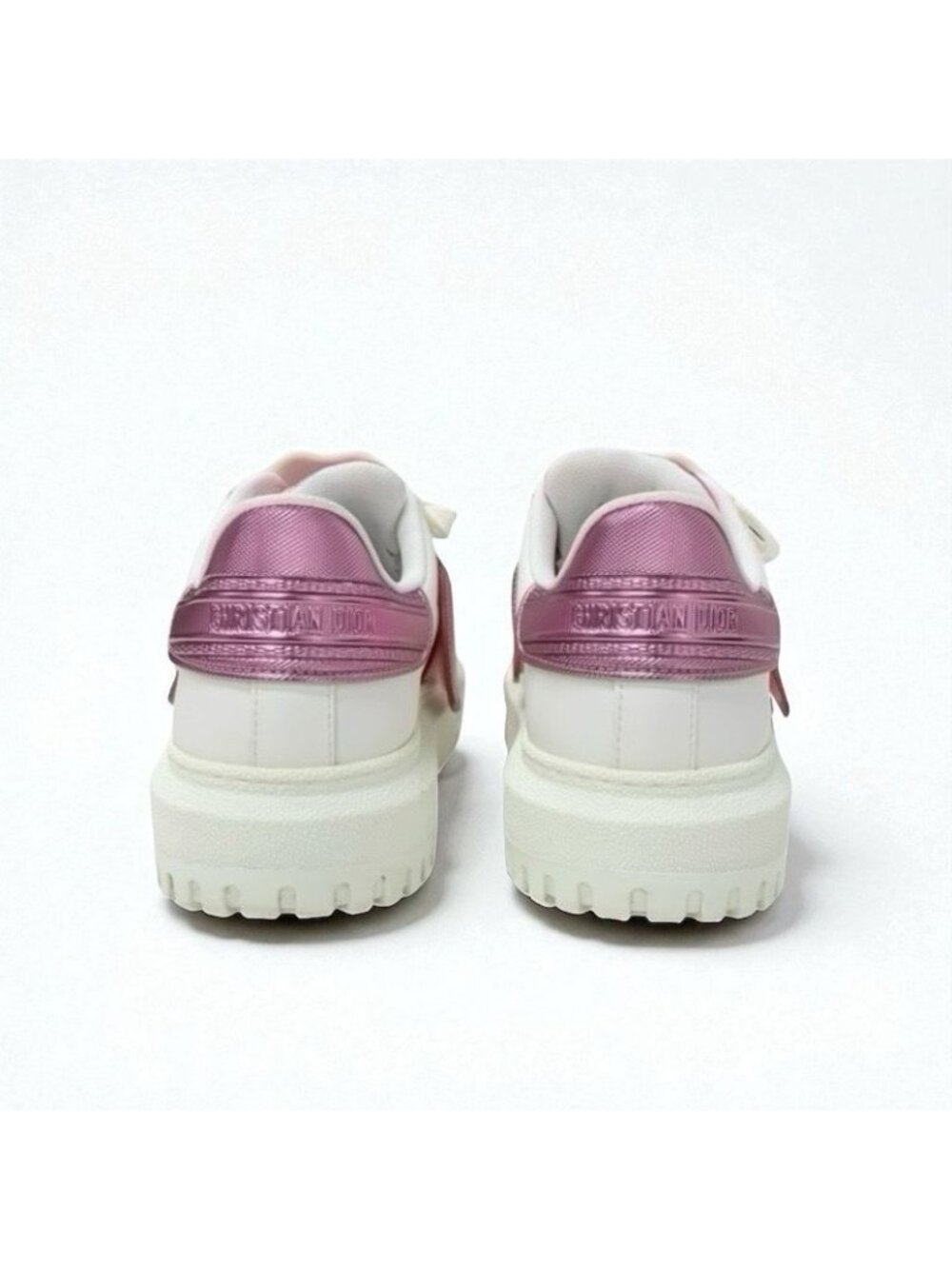 Christian Dior-id Sneakers Shoes Leather Rubber White Pink Logo Velcro - Picture 5 of 10